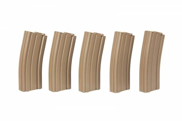 Set of 5 Mid-Cap 140 BB Magazines for M4/M16  tan product image